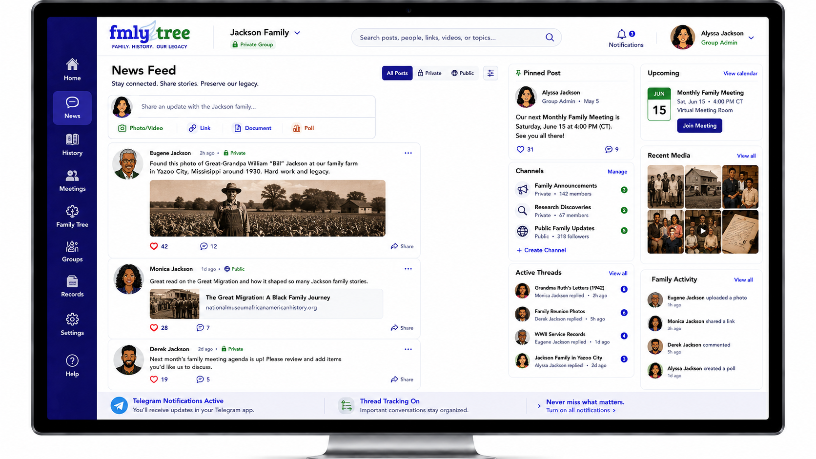 Family affiliate dashboard and social sharing