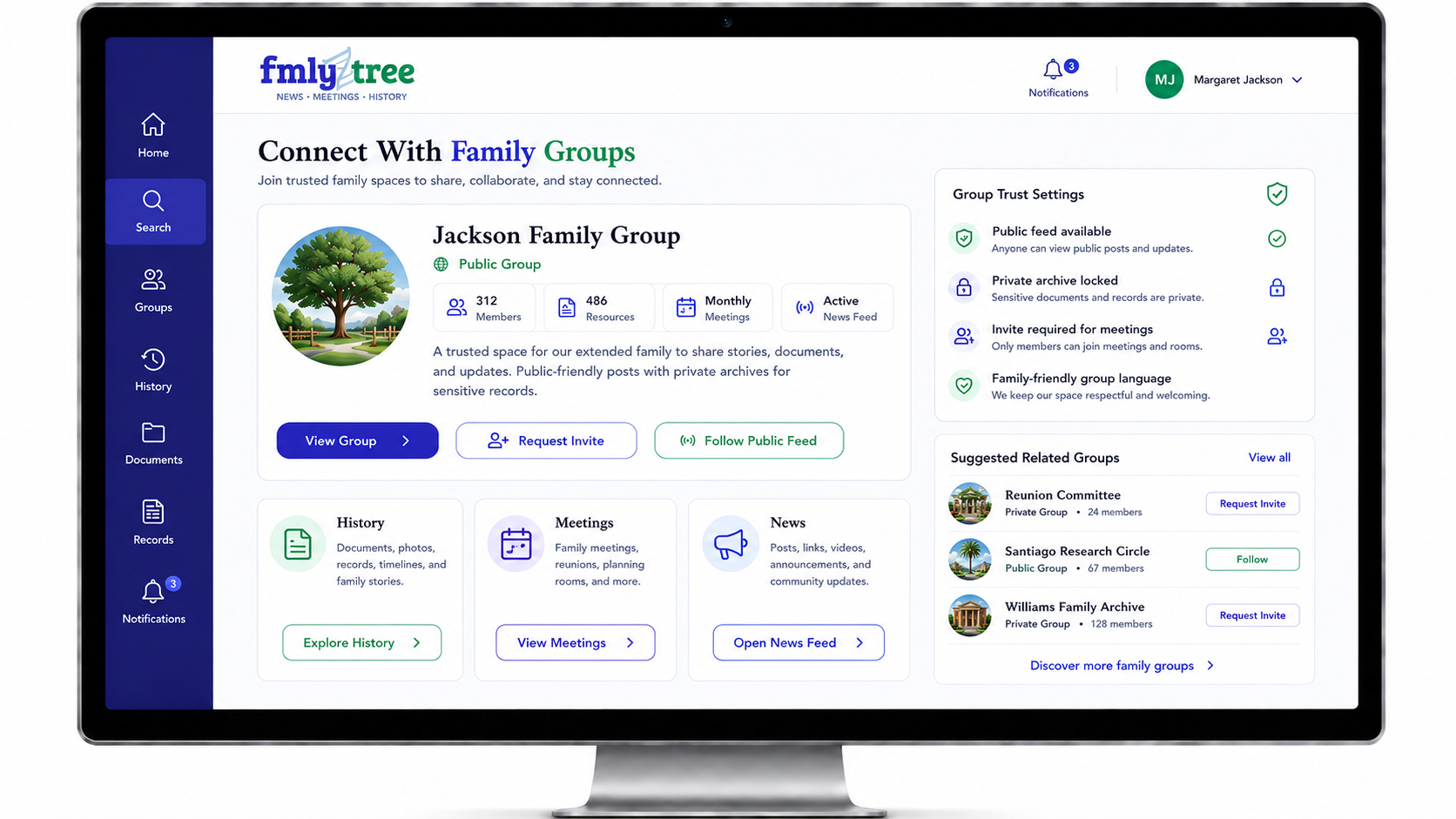Groups feature area